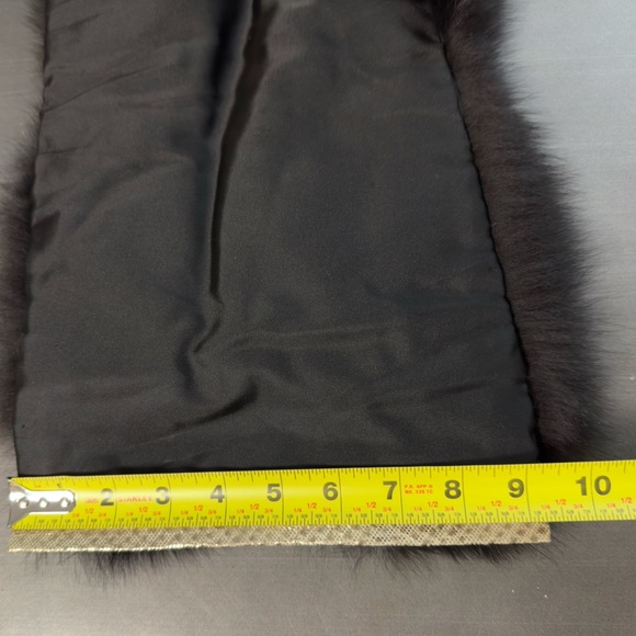 Vintage Black Mink Arctic Fox Fur Shawl Oversized Gold Trim Adjustable‎ Stole - Picture 15 of 16